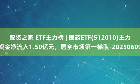 配资之家 ETF主力榜 | 医药ETF(512010)主力资金净流入1.50亿元，居全市场第一梯队-20250609